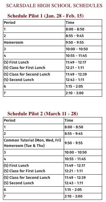 Schedules