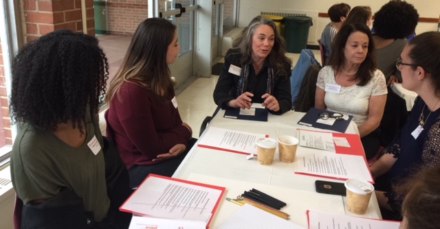 Victoria Gearity and Liz Fried working with students